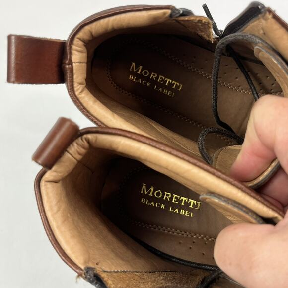 Moretti Black Label Mens Alan Cap Toe Boots Size 13D Cognac Brown Side Zipper main image 5
